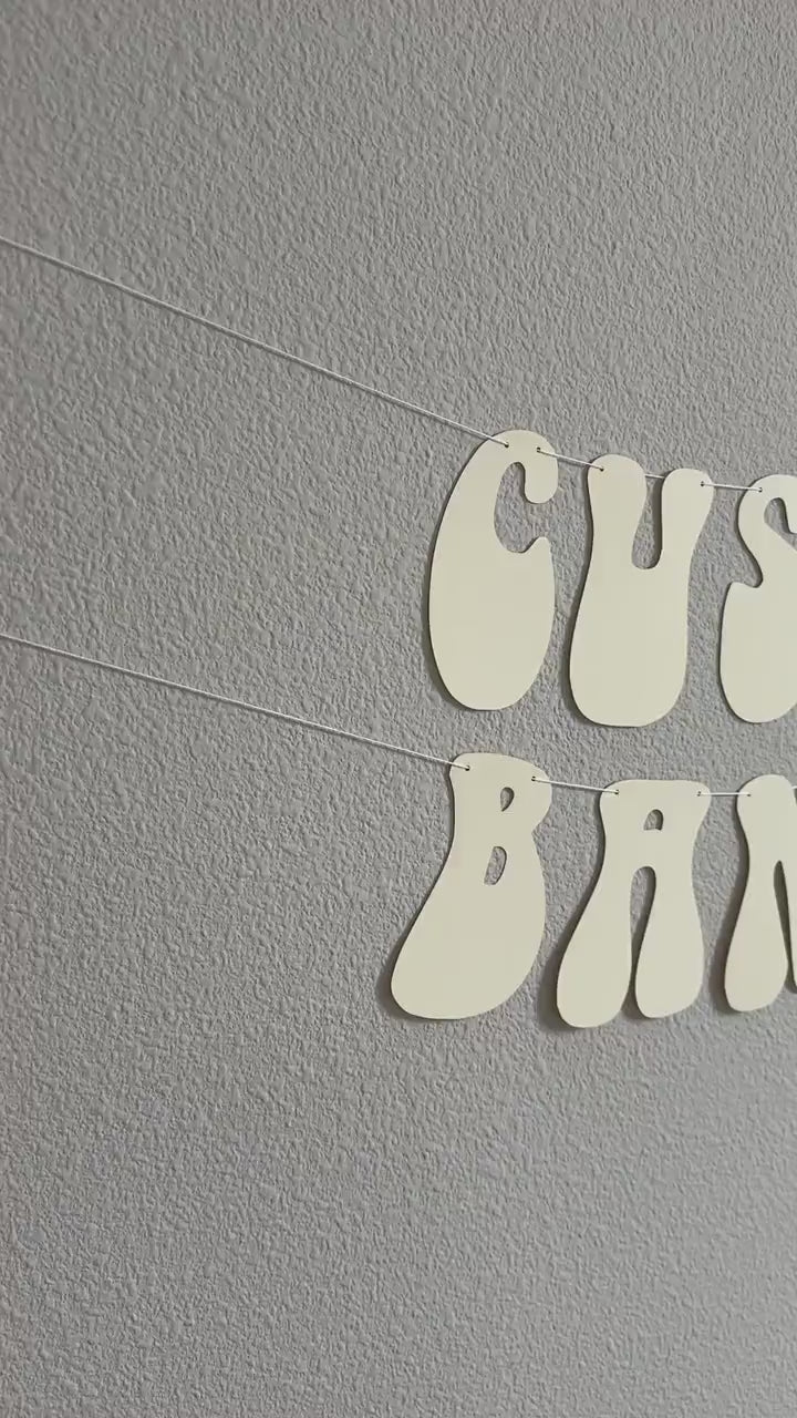 Custom Banner, Custom Beige Banner, Custom Retro Banner, Custom Groovy Banner, 70s, Retro Theme, Retro Decorations