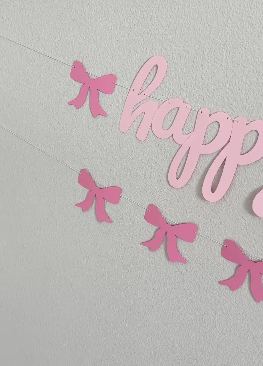 Happy 12th Birthday Banner, Coquette Themed 12th Birthday Party Decorations, Pink Bows Birthday Party, Girls 12th Birthday Ideas