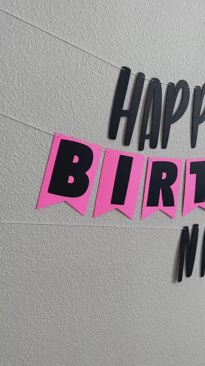 Custom Birthday Banner, Pink Birthday Banner, Pink and Black Birthday Banner, Pink and Black, 21st Birthday Banner, Black and Pink Party