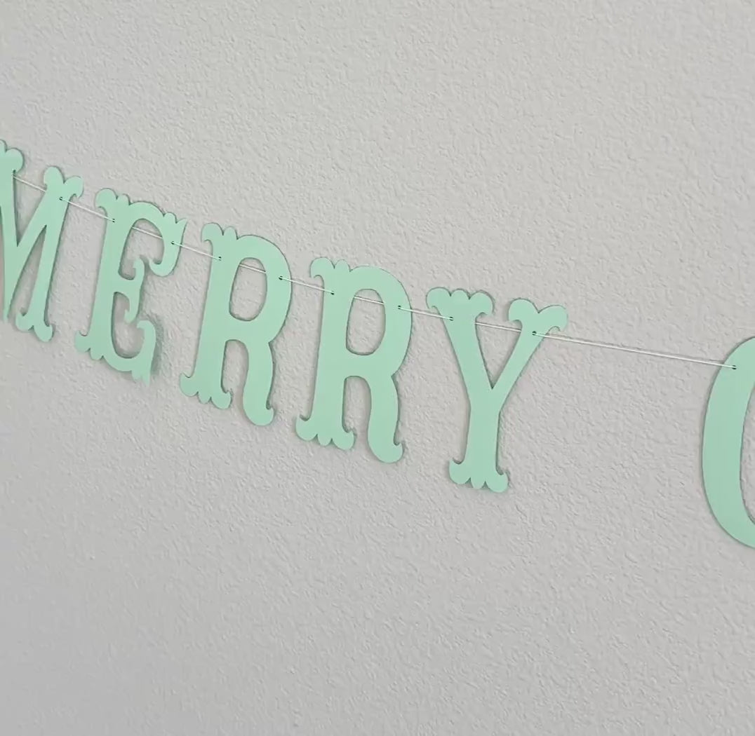 Merry Christmas, Christmas Banner, Storybook Christmas, Mint Christmas Decorations, Traditional Christmas Banner