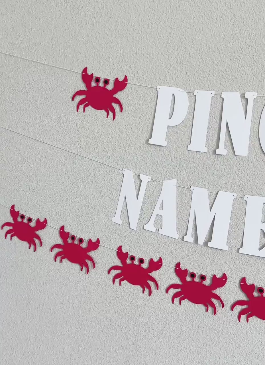 Pinch Me Name&#39;s One Crab Banner, Crab 1st Birthday Decorations, 1st Birthday Theme Ideas, Pinch Me Party