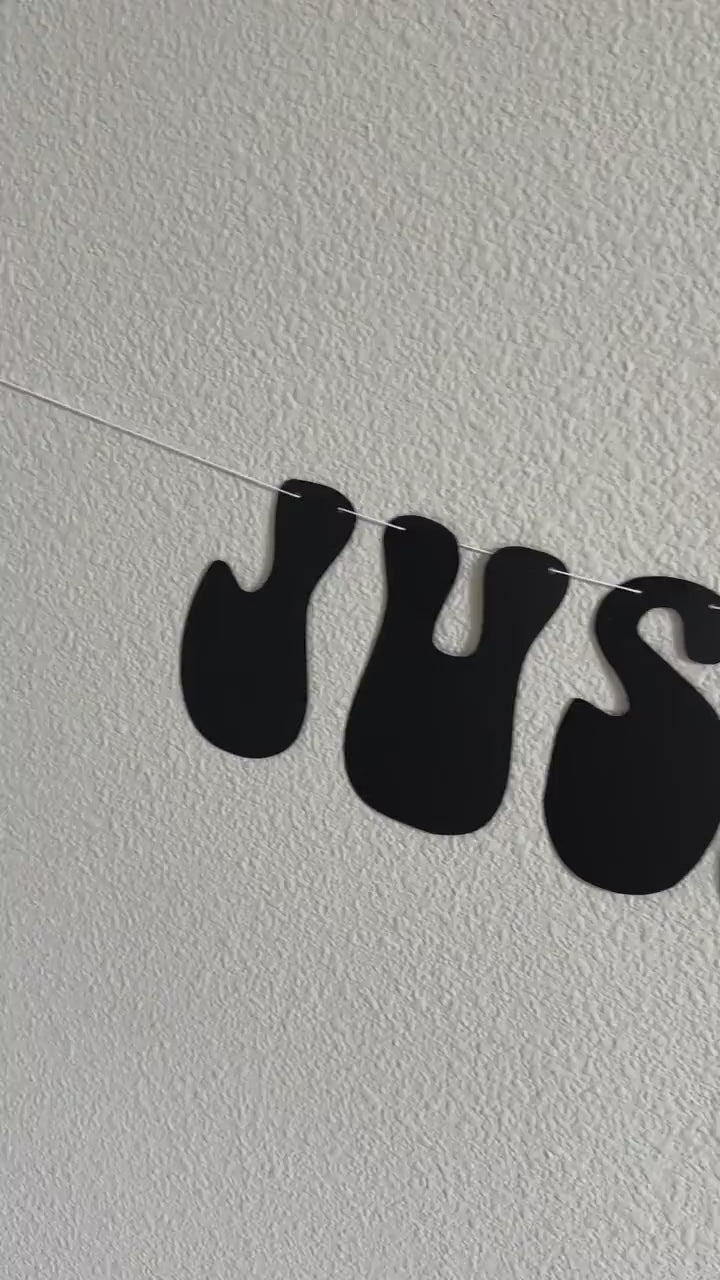 Just Married, Just Married Banner, Just Married Decorations, Just Married Sign, Sweetheart Table Backdrop, Retro Wedding Decoration Ideas