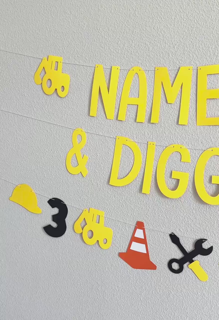 Name Is 3 & Digging It, 3rd Birthday Decorations, Construction 3rd Birthday Party, 3 And Digging It Party, Boy 3rd Birthday Ideas