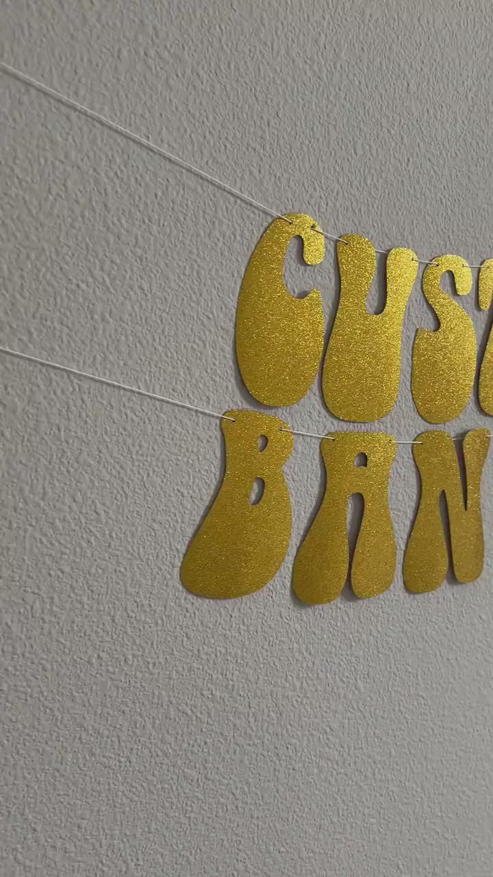Custom Gold Banner, Gold Party, Gold Decorations, Gold Birthday Decorations, Custom Banner, Custom Retro Banner, Retro Theme