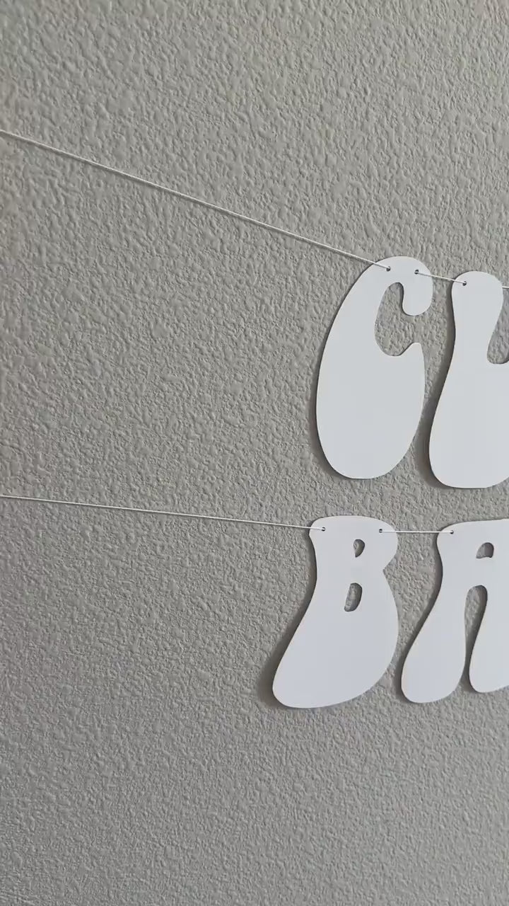 Custom Banner, White Banner, Custom Retro Banner, Custom Groovy Banner, 70s, Retro Theme, Retro Decorations