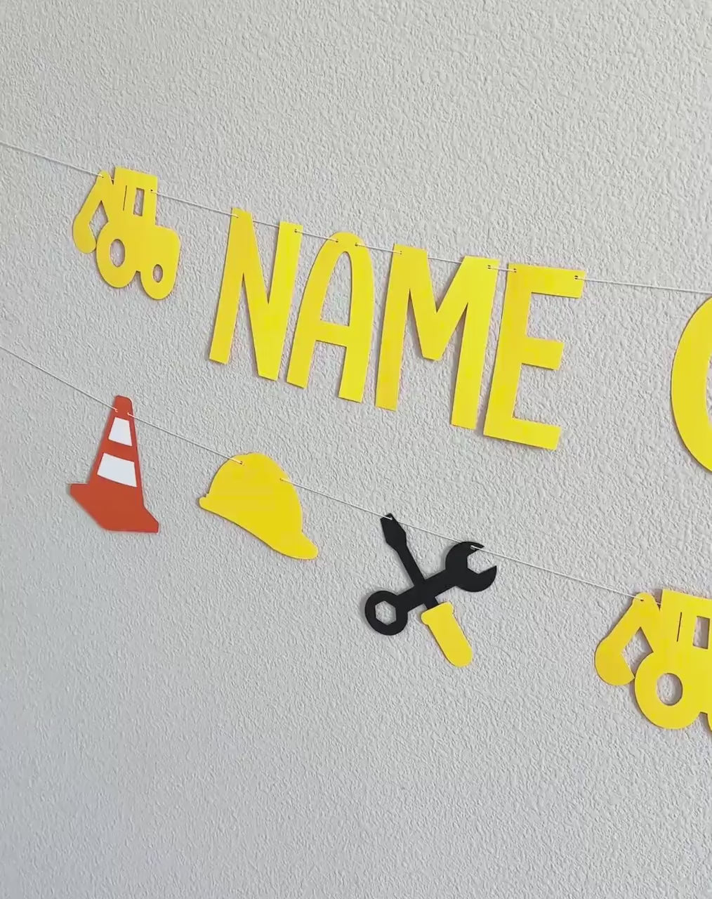 Name On The Double, Construction Birthday Party Decorations, On The Double Banner, Custom Name On The Double Party Banner