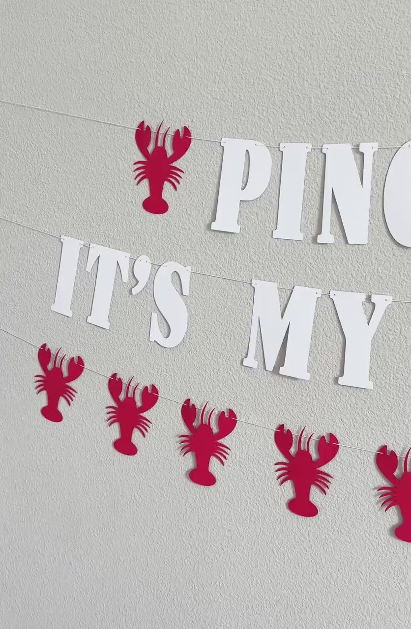 Pinch Me It&#39;s My Birthday Lobster Banner, Lobster Birthday Decorations, Pinch Me Party Lobster Decorations