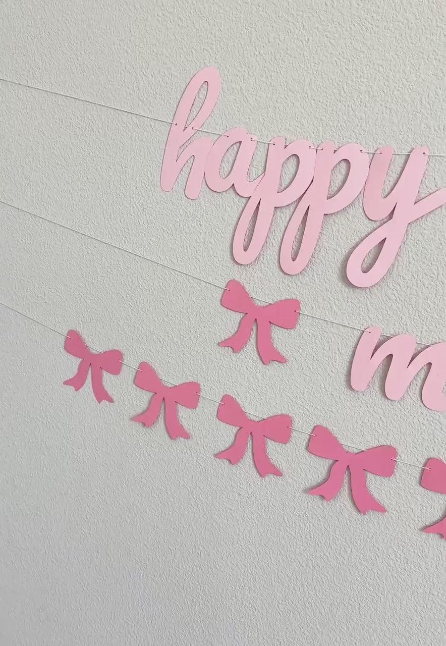 Happy Birthday Mama Banner, Coquette Birthday Banner for Mom, Mom&#39;s Birthday Decorations, Birthday Party for Mom