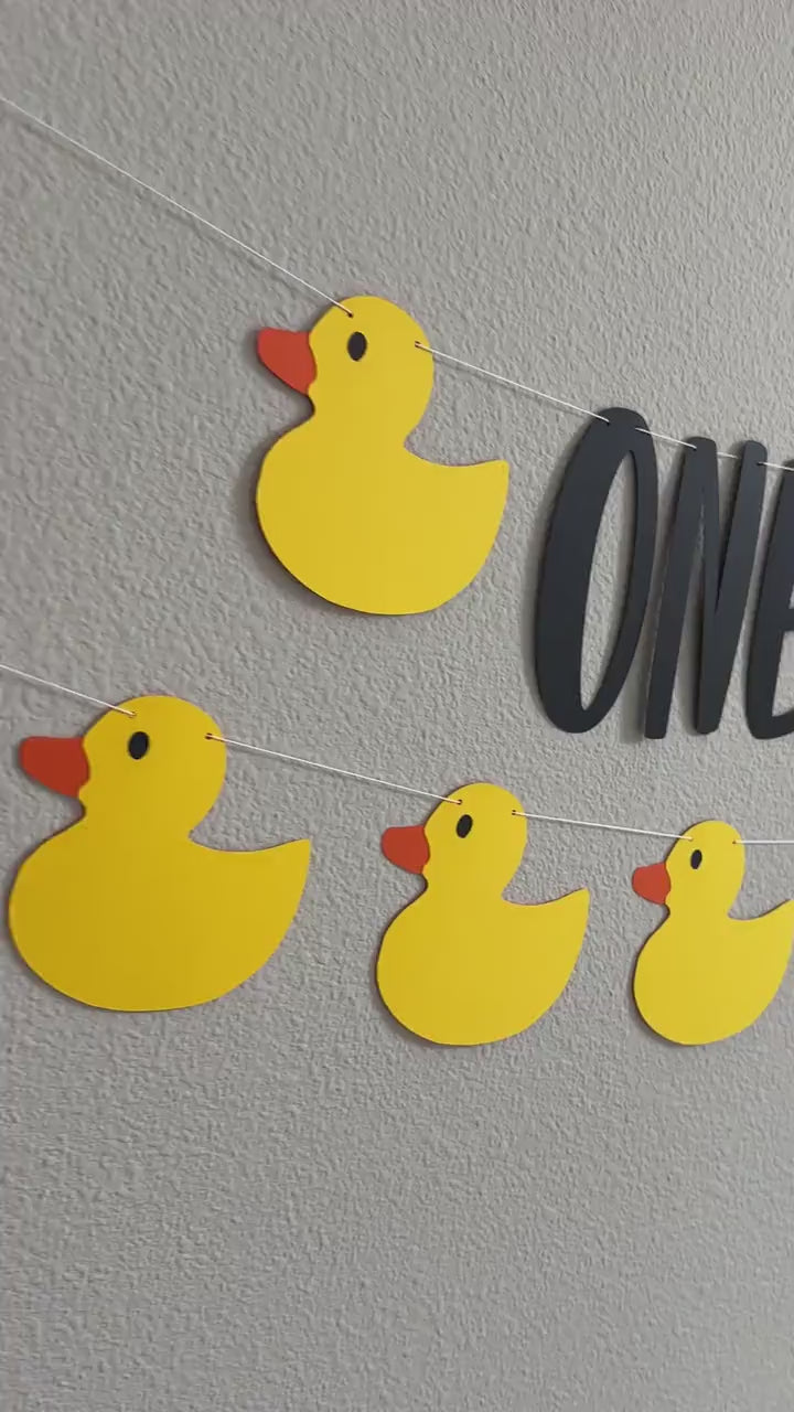 One Lucky Duck, Duck 1st Birthday, Duck Highchair Banner, Duck Garland, Custom Duck Banner, Rubber Duck Theme, Yellow Ducks