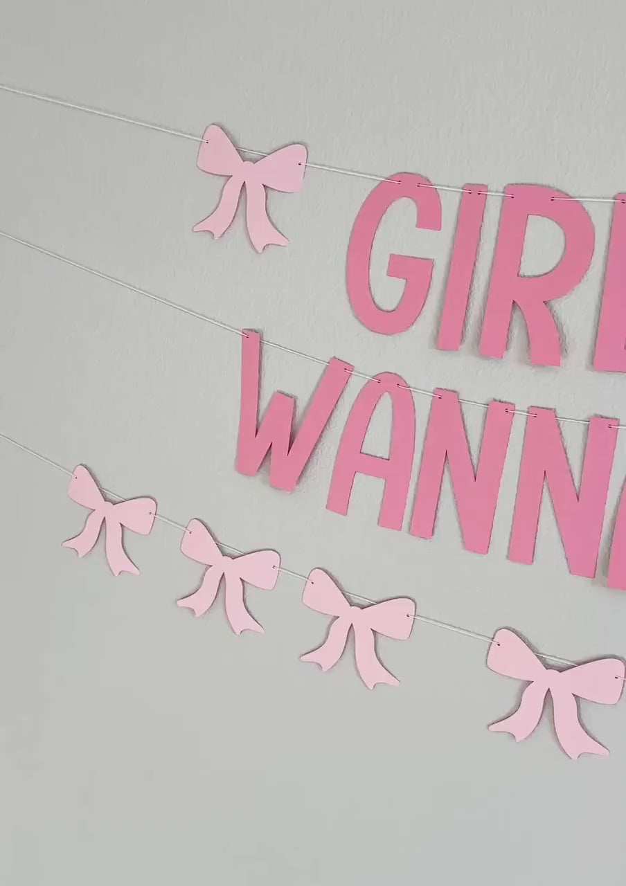 Girls Just Wanna Be One, 1st birthday Party Theme Ideas, Coquette First Birthday Decorations, Bow Themed Banner