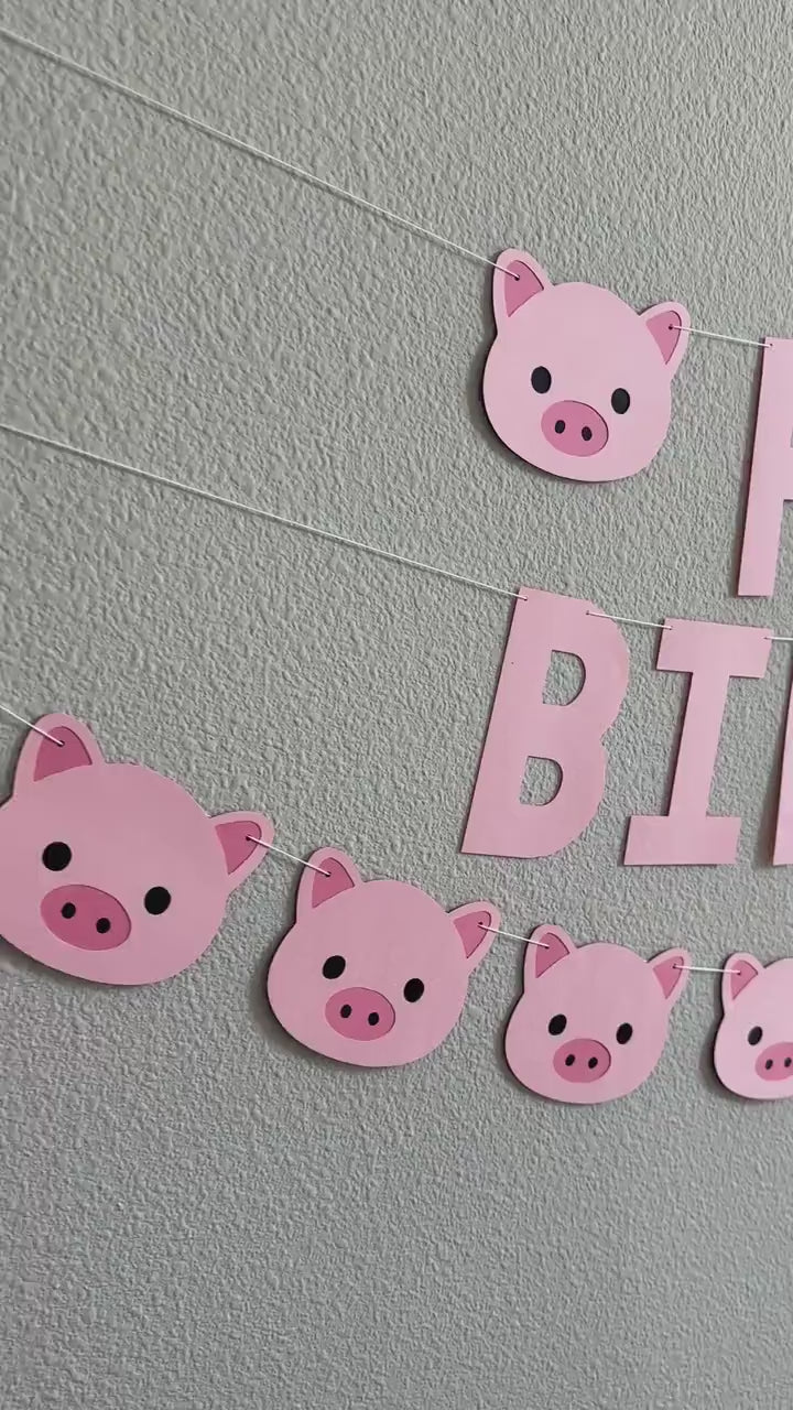 Pig Birthday Banner, Pig First Birthday, Pig High Chair Birthday Banner, Pig One Birthday Banner, Custom Pig Banner