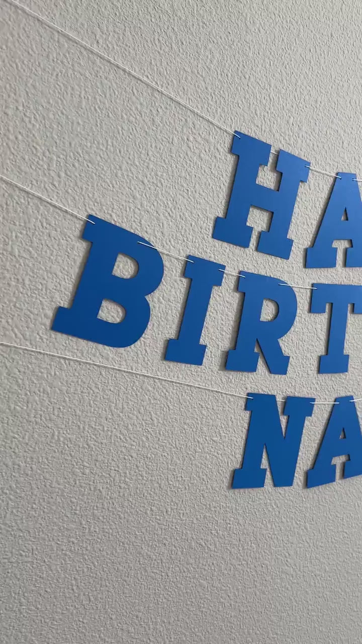 Custom Royal Blue Happy Birthday Banner, Bold Serif Font, Royal Blue Banner, Royal Blue Party Decor, Custom Blue Banner