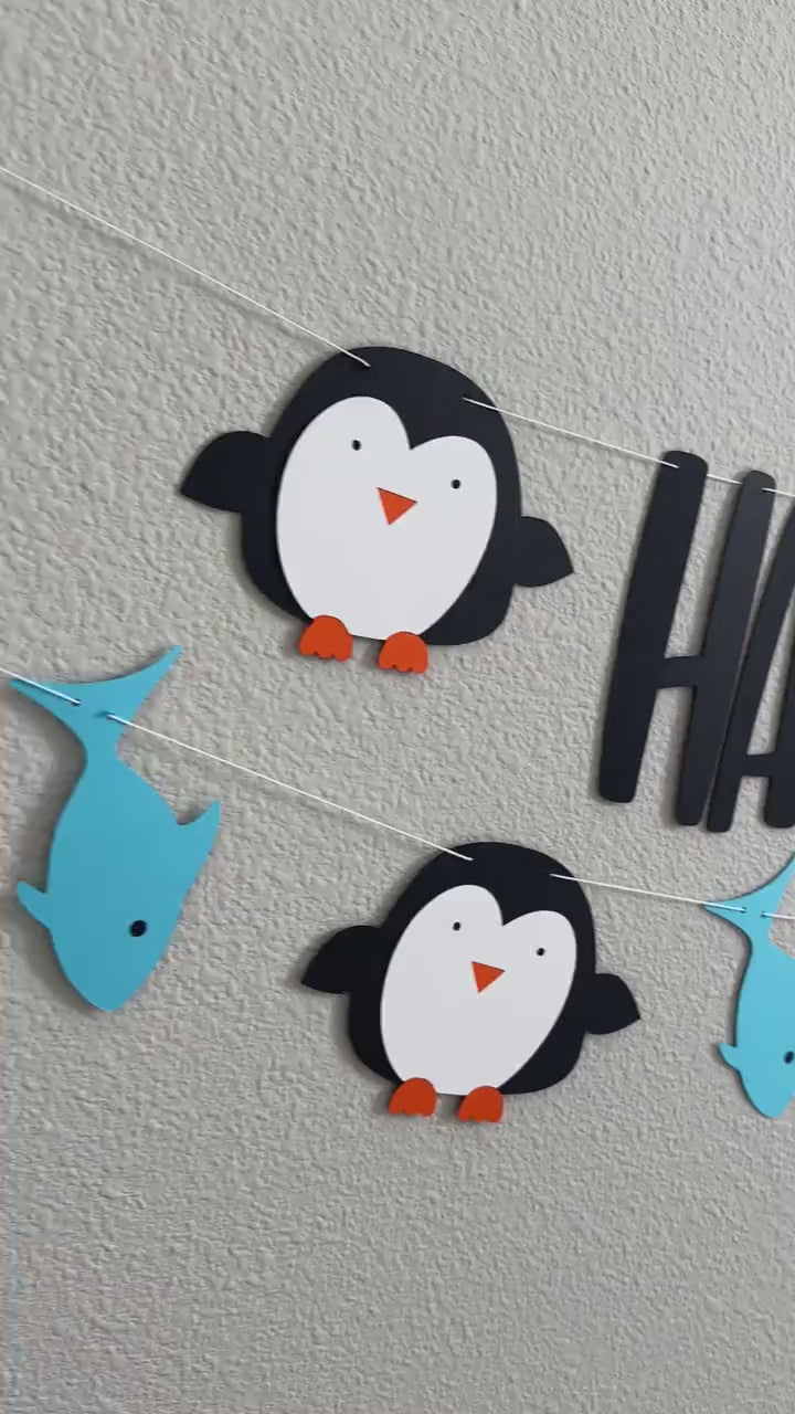 Penguin Garland, Penguin Birthday Banner, Penguin Party, Penguin Birthday Party, Penguin Decoration, Penguin Birthday Decor